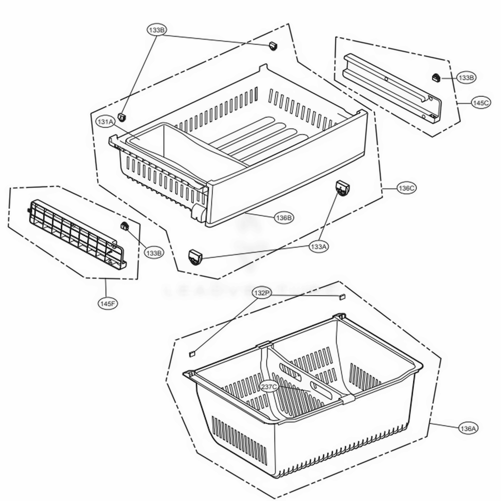 Freezer Parts Diagram and Parts List for LFX28968SW ASWCNA3 LG Refrigerator