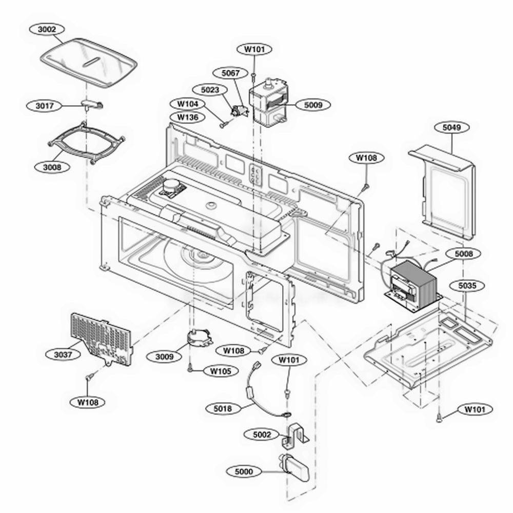 Interior Parts 1 Diagram and Parts List for MMV5165AAB CB1EMTG LG Wall Oven
