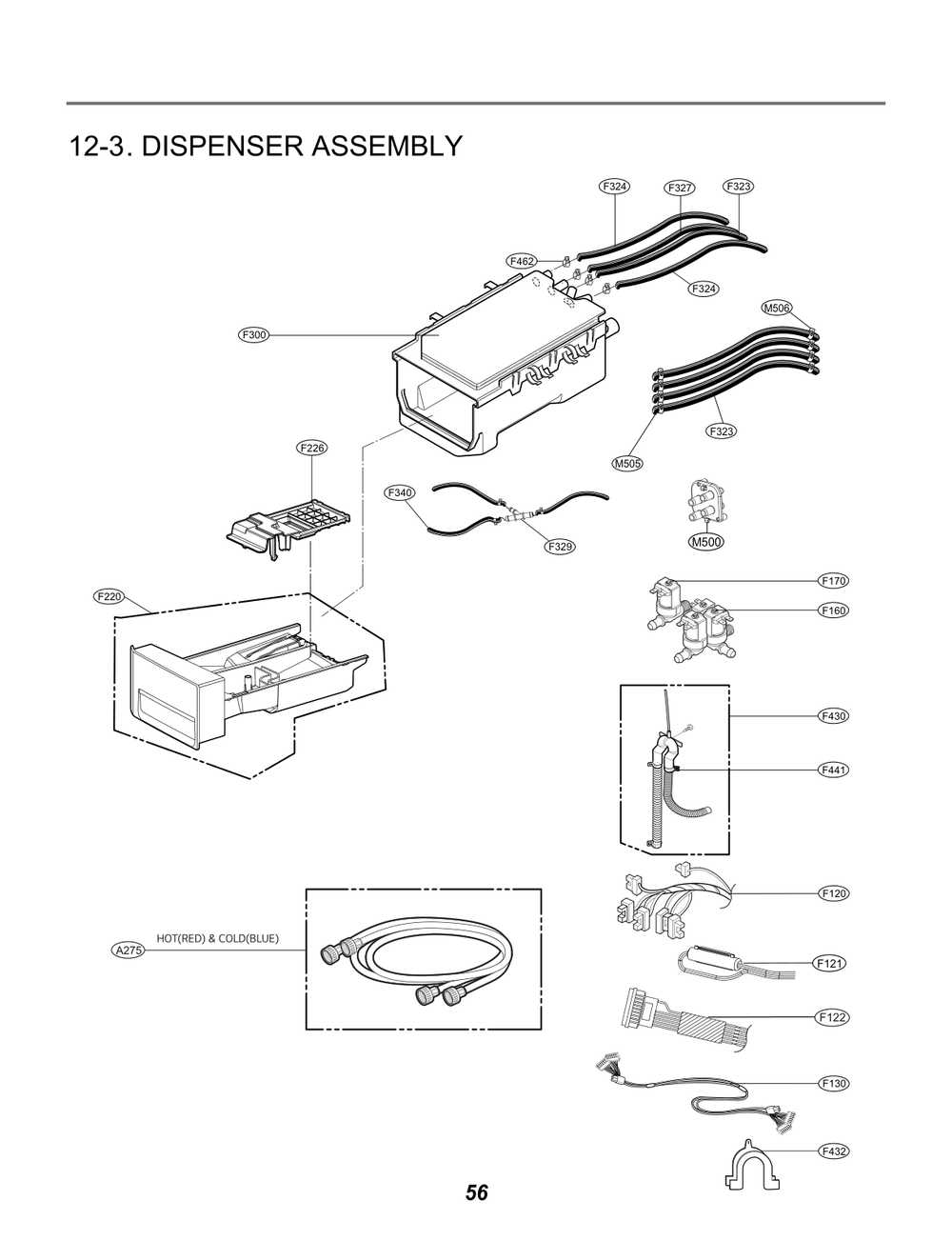 Dispenser Assembly Diagram and Parts List for GCWM1069CD8 ABWEELC LG Washer