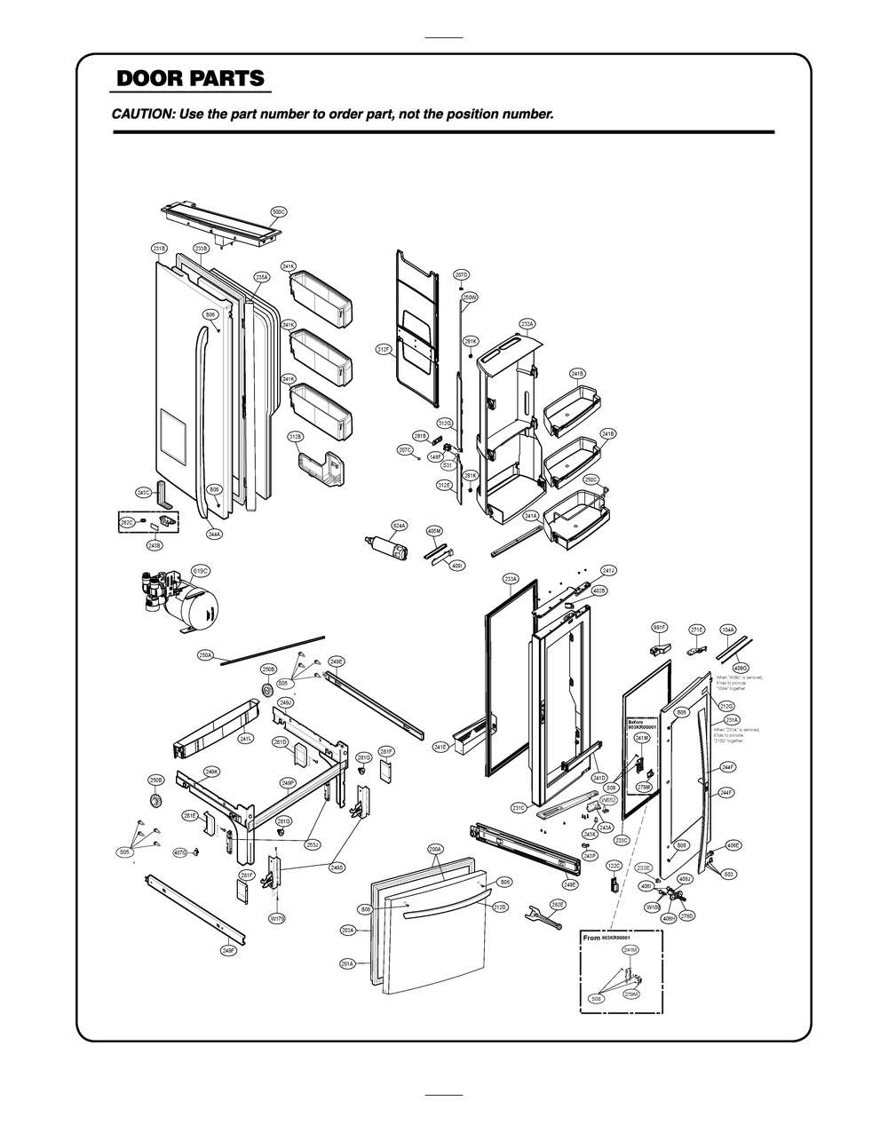 Door Parts Diagram and Parts List for GR-X318LSTM ASTCSE0 LG Refrigerator