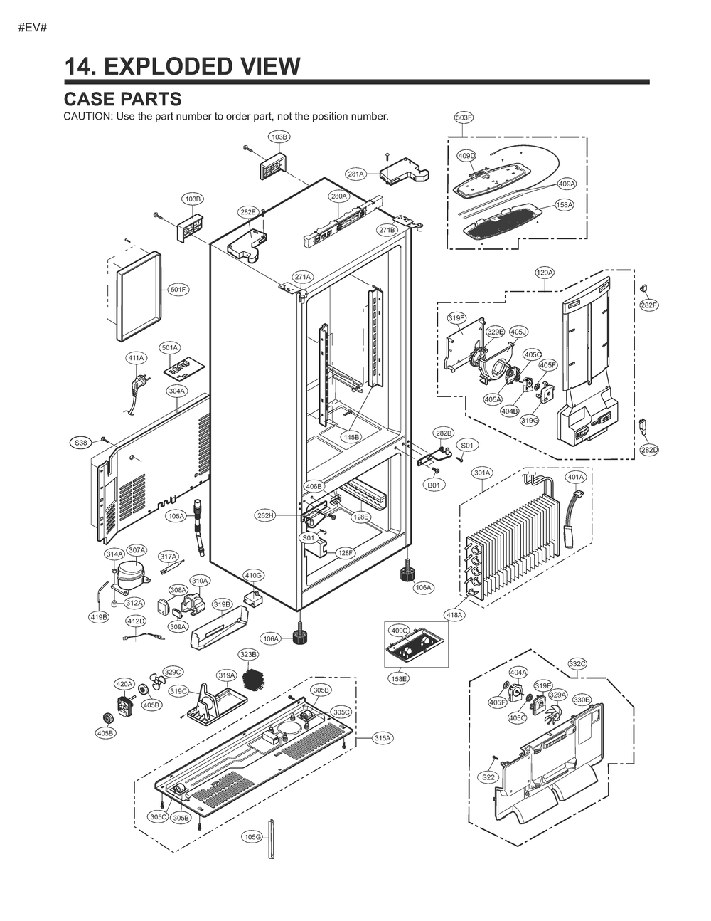 Case Parts Diagram and Parts List for GM-B268NSNM ASTCSE0 LG Refrigerator