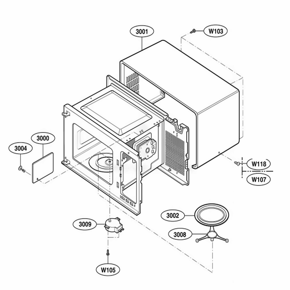 Oven Cavity Parts Diagram and Parts List for HMB406 CBKEBSU LG Wall Oven