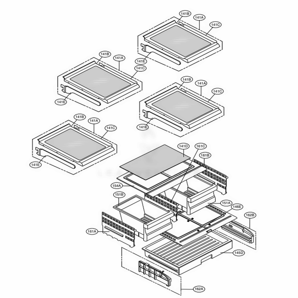 Refrigerator Parts Diagram and Parts List for LFX25973ST ASTCNA6 LG Refrigerator