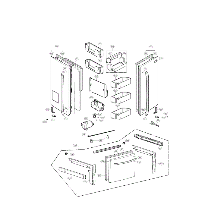 Door Diagram and Parts List for LFX28978SB 00 LG Refrigerator