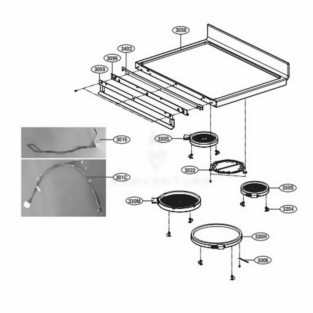 Cooktop Parts Diagram and Parts List for LDE4415BD ABDLLGA LG Range