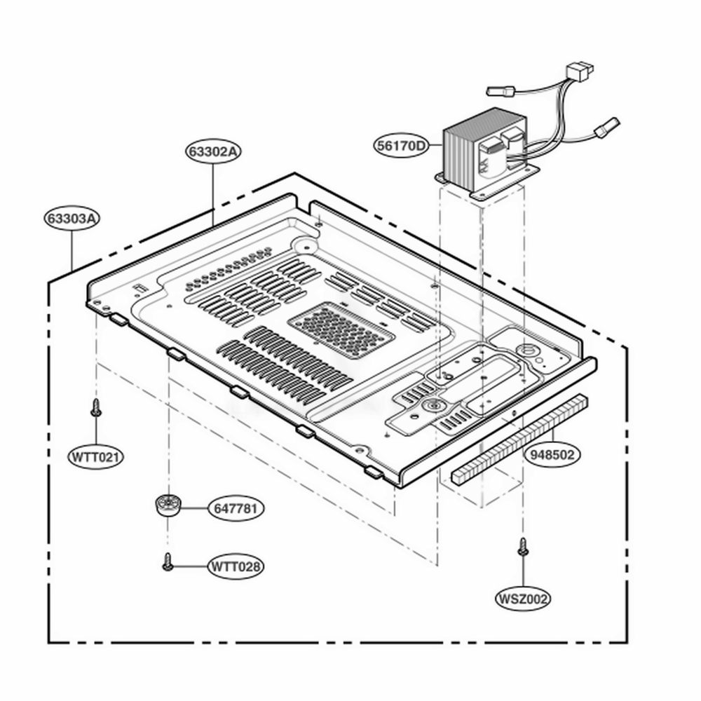 Base Plate Parts Diagram and Parts List for LMS1243SS CSBELCA LG Range
