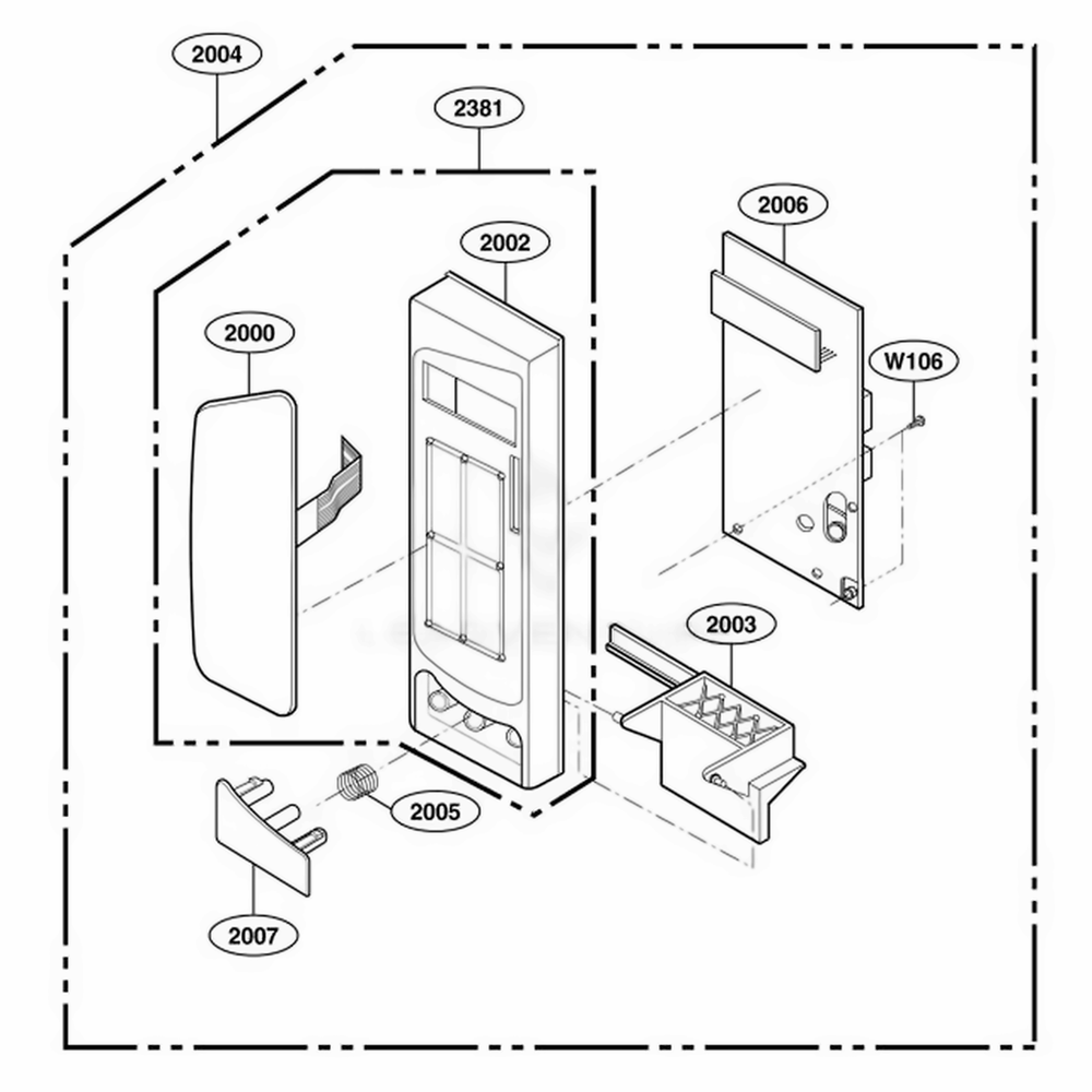 Control Panel Parts Diagram and Parts List for 65052 CW1ESEA LG Wall Oven