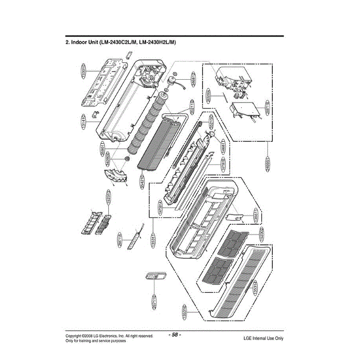 Section 1 Diagram and Parts List for LM-2430H2L AMB6CND LG Air Conditioner