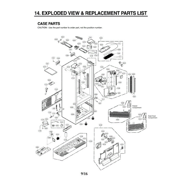Case Diagram and Parts List for LSFD2491ST 00 LG Refrigerator
