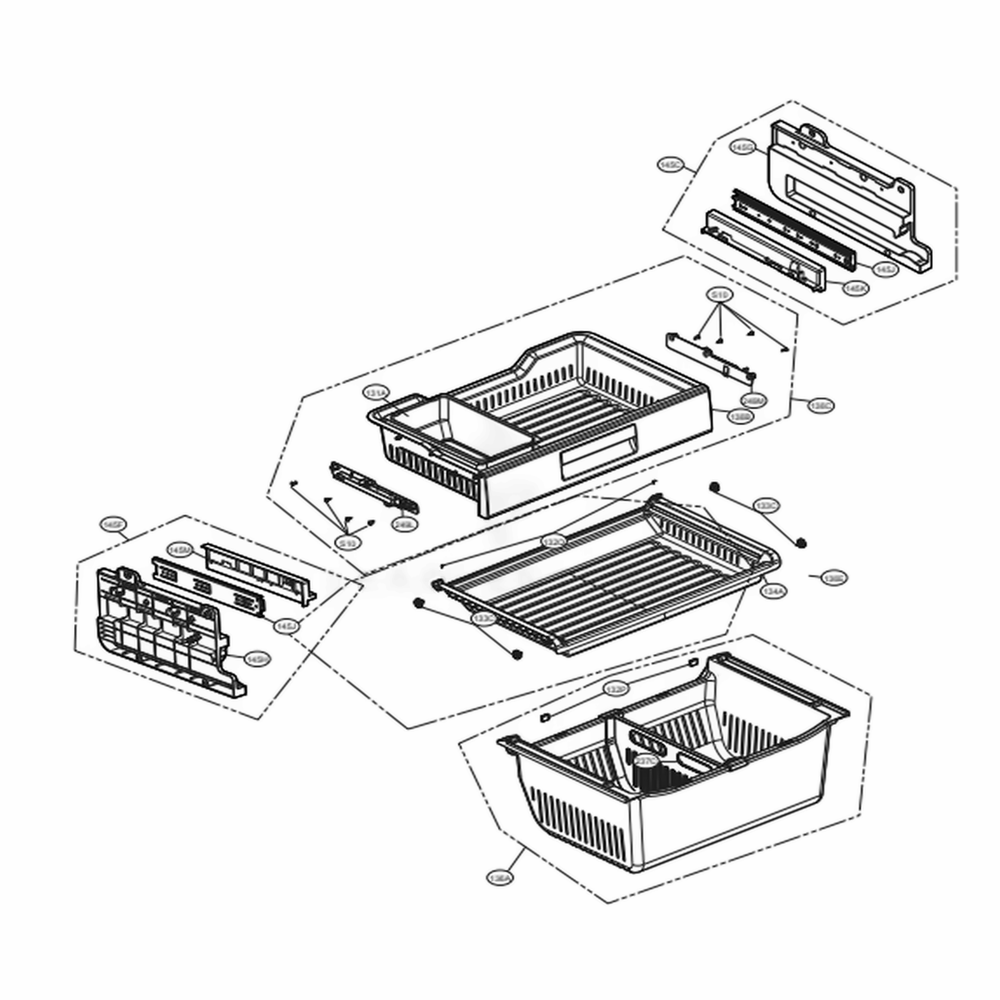 Freezer Parts Diagram and Parts List for 74302 ASWCSE0 LG Refrigerator