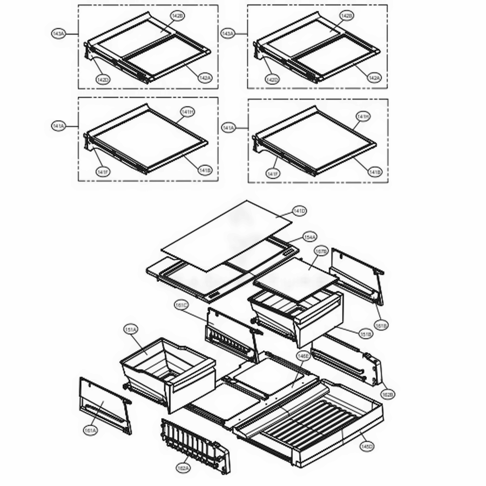 Refrigerator Parts Diagram and Parts List for 74039 AWBCSE2 LG Refrigerator