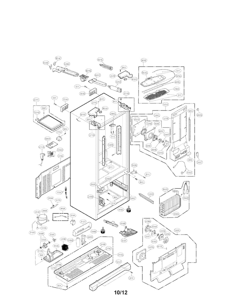 Case Parts Diagram and Parts List for LFX28978ST 01 LG Refrigerator