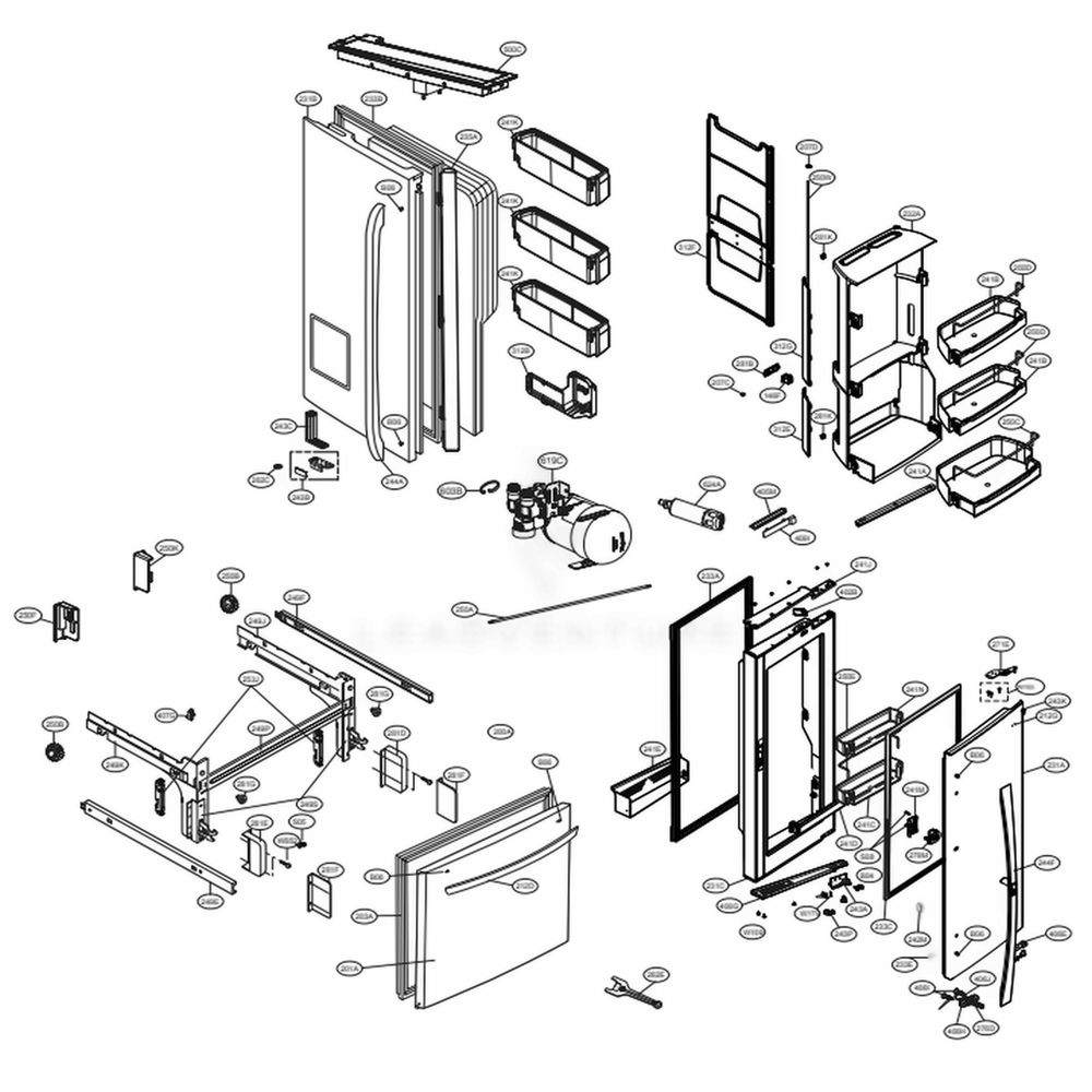 Door Parts Diagram and Parts List for 73165 ANSCSE1 LG Refrigerator