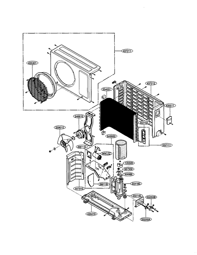 Outdoor Unit Diagram and Parts List for LAU140CE  LG Air Conditioner
