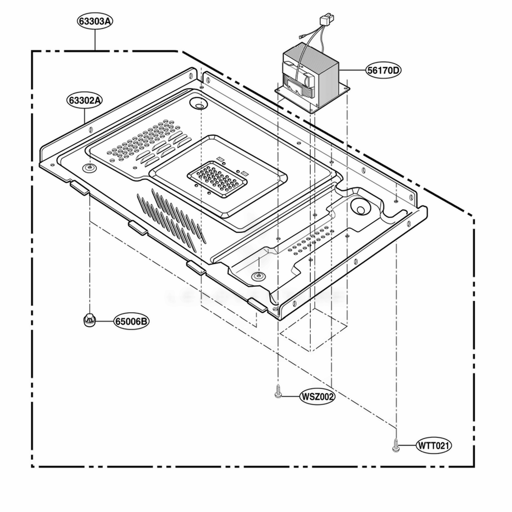 Base Plate Parts Diagram and Parts List for KCMS1555RWH CW1EKAD LG Wall Oven