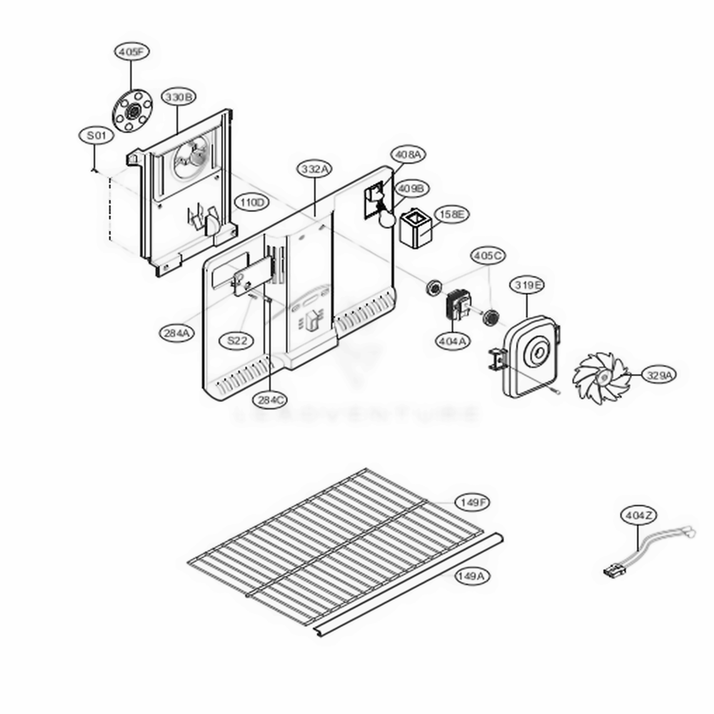 Freezer Parts Diagram and Parts List for 79304 ABI1SER LG Refrigerator