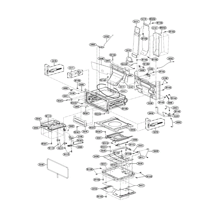 Upper Cavity Diagram and Parts List for LDG3017ST 00 LG Range