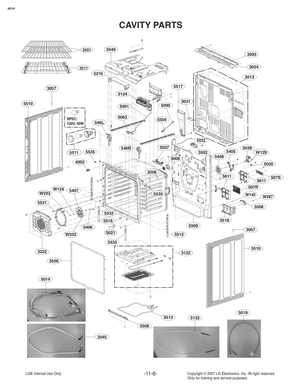Cavity Parts Diagram and Parts List for FS1787US AS6LSTD LG Range