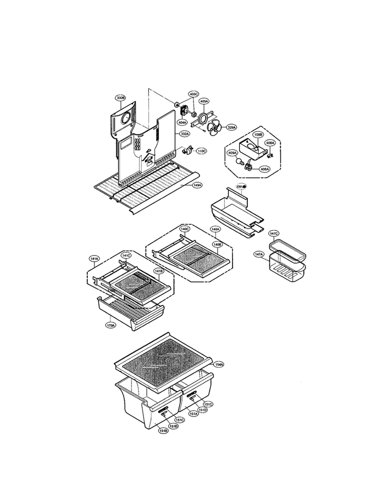 Shelves Diagram and Parts List for LRTPC2031W  LG Refrigerator