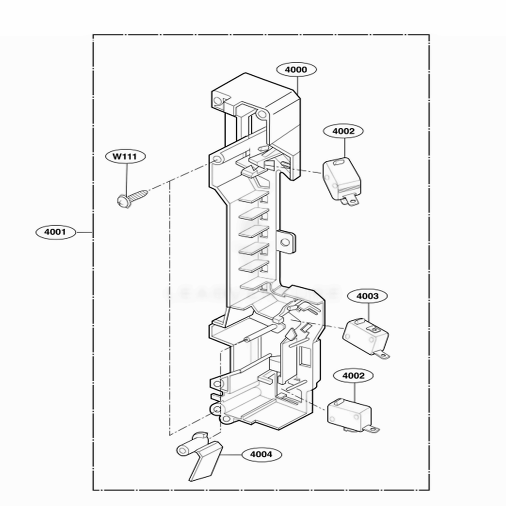 Latch Board Parts Diagram and Parts List for MH6150XLT ABSEWRP LG Range