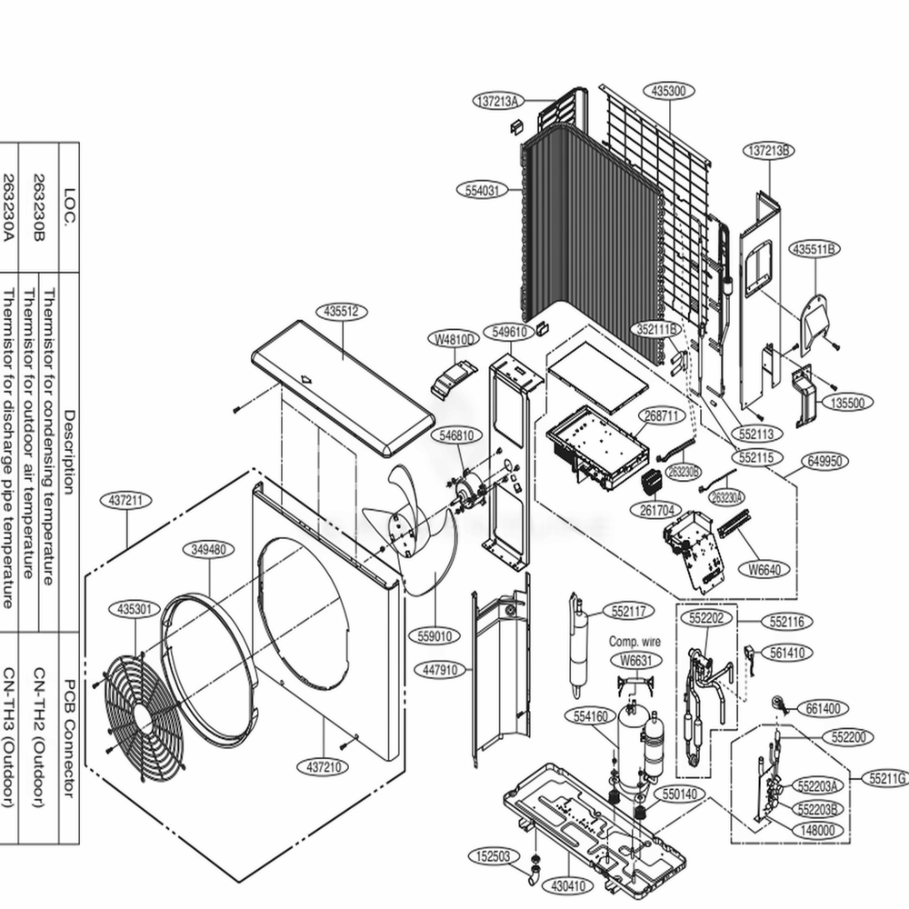 Outdoor Unit Diagram and Parts List for LSU363HLV AWHBEUS LG Air Conditioner