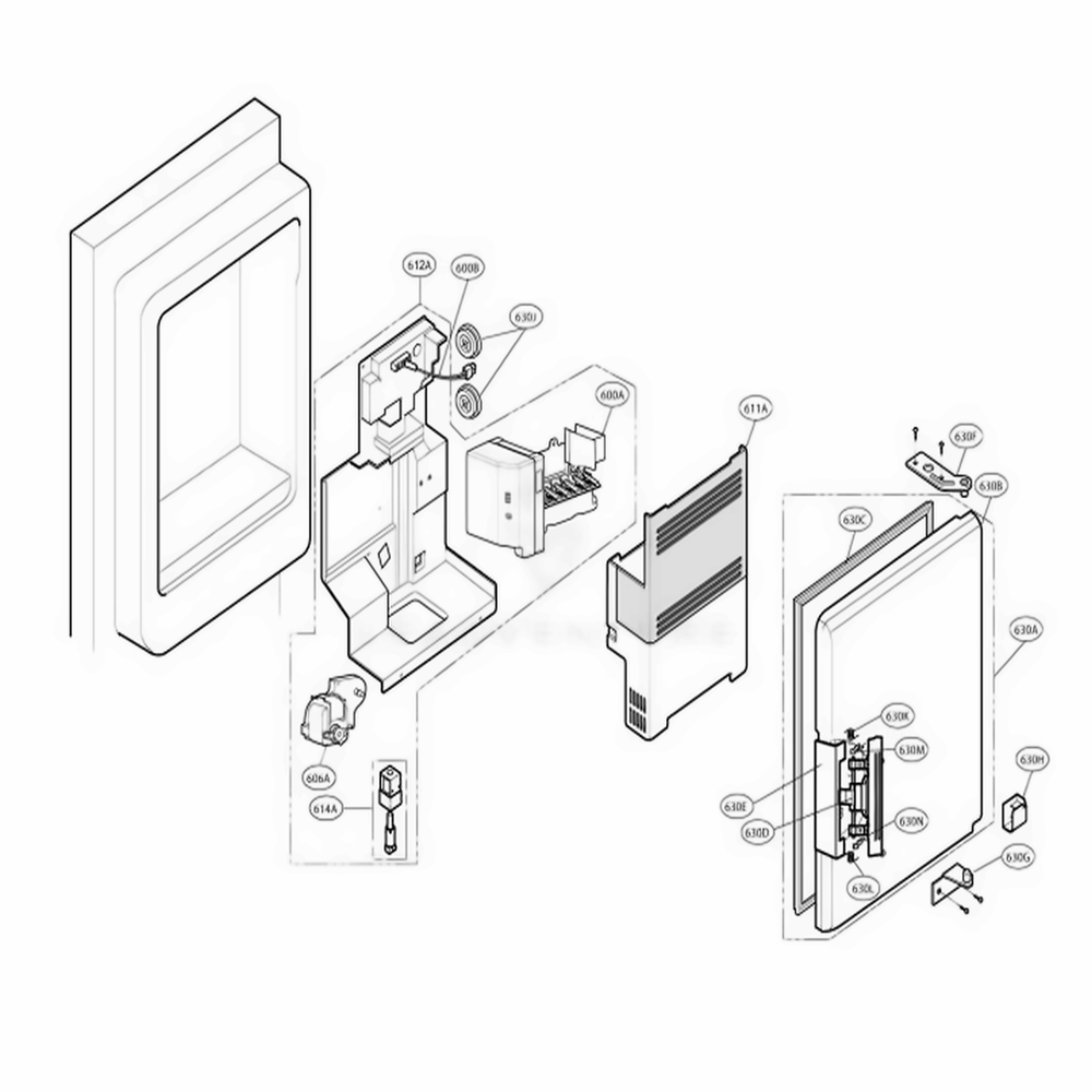 Ice Bin Parts Diagram and Parts List for LFX25961AL AAVCLGA LG Refrigerator