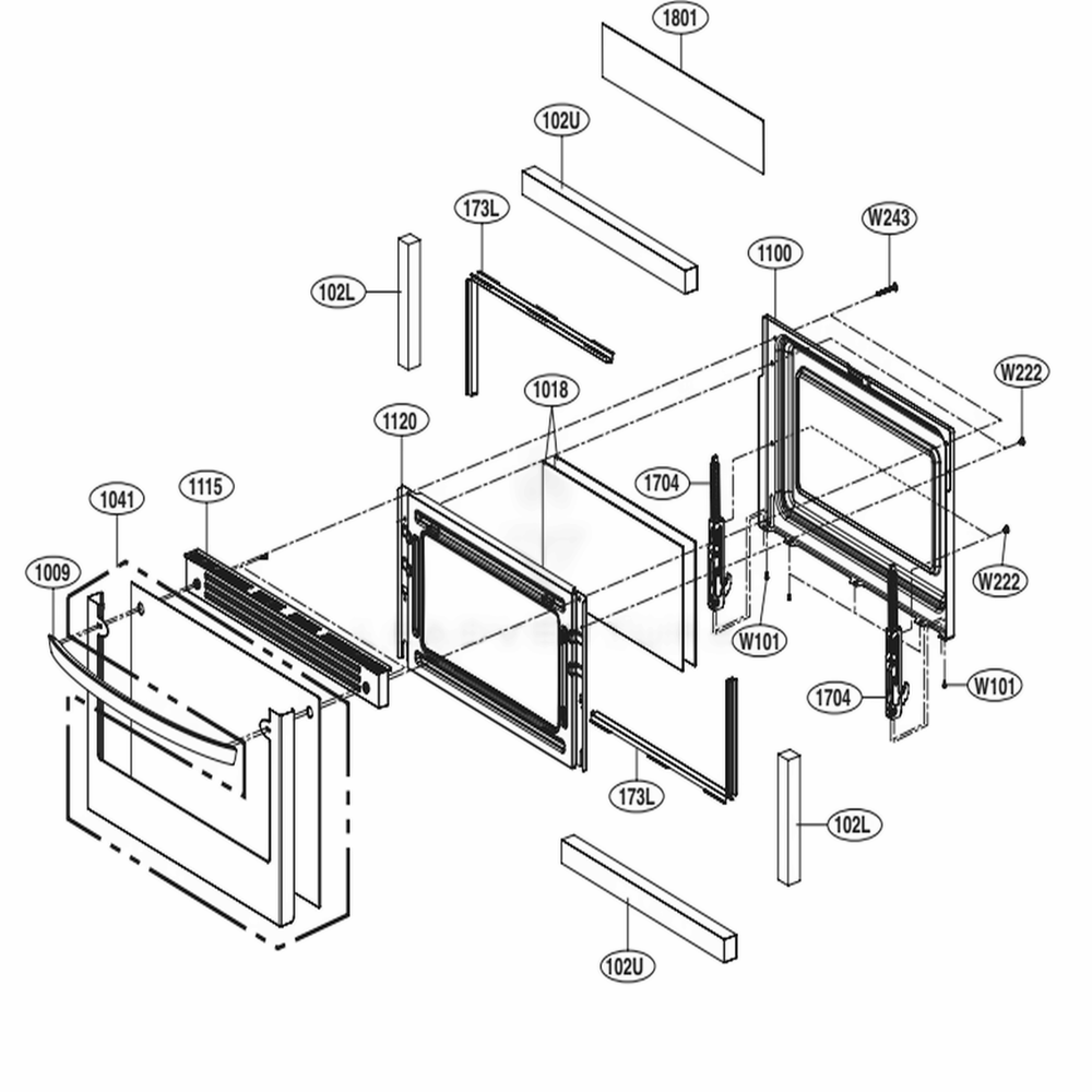 Lower Door Parts Diagram and Parts List for LDE4413BD ABDLLGA LG Range