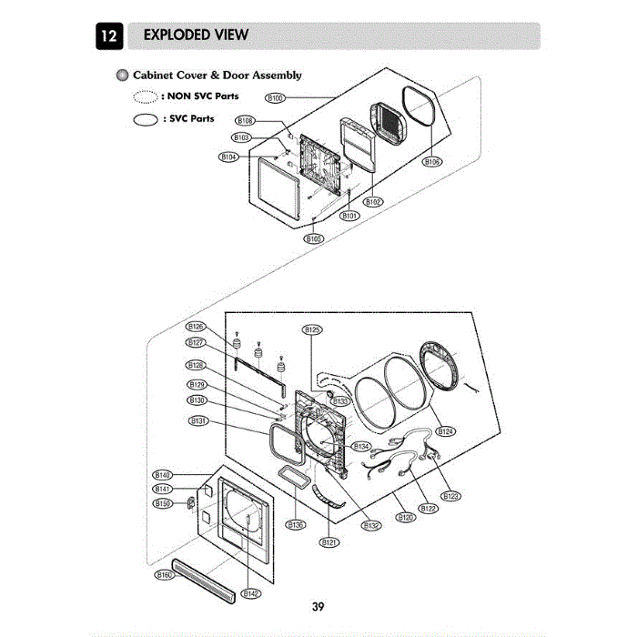 Section 2 Diagram and Parts List for DLEC733W AOWEEUS LG Dryer