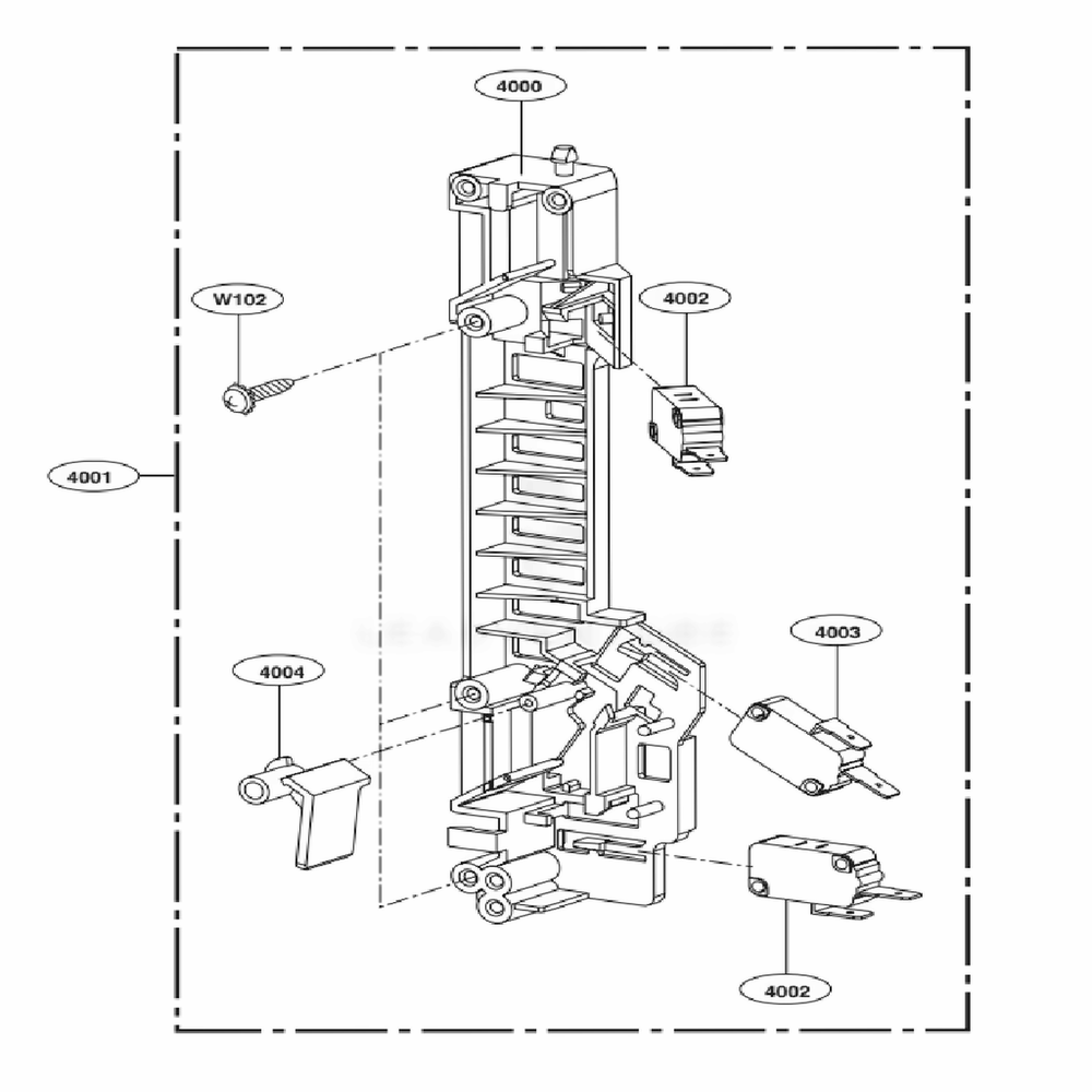 Latch Board Parts Diagram and Parts List for LMHM2237BD CBDELGA LG Microwave