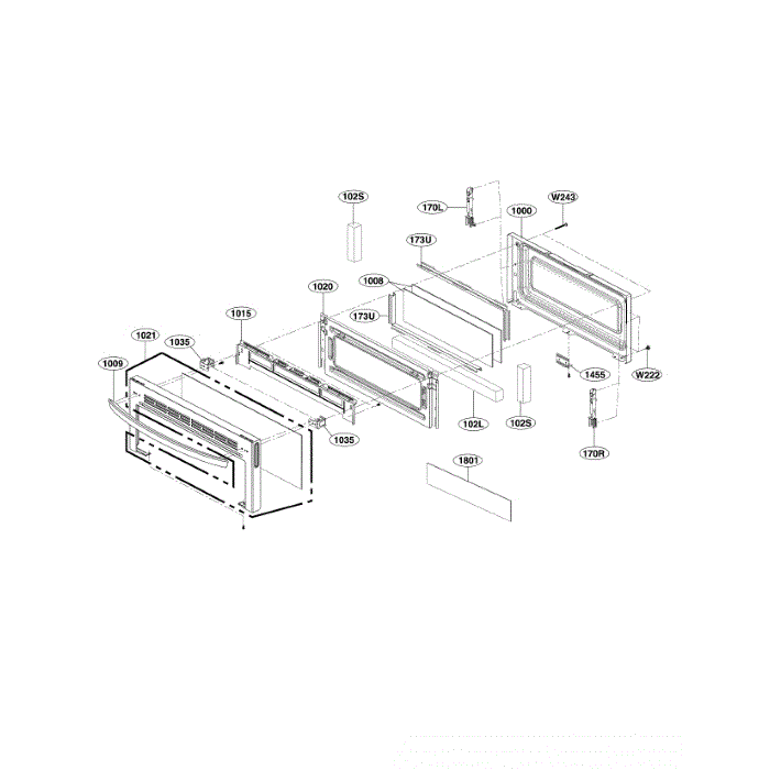 Upper Door Diagram and Parts List for LDG4315BD 00 LG Range