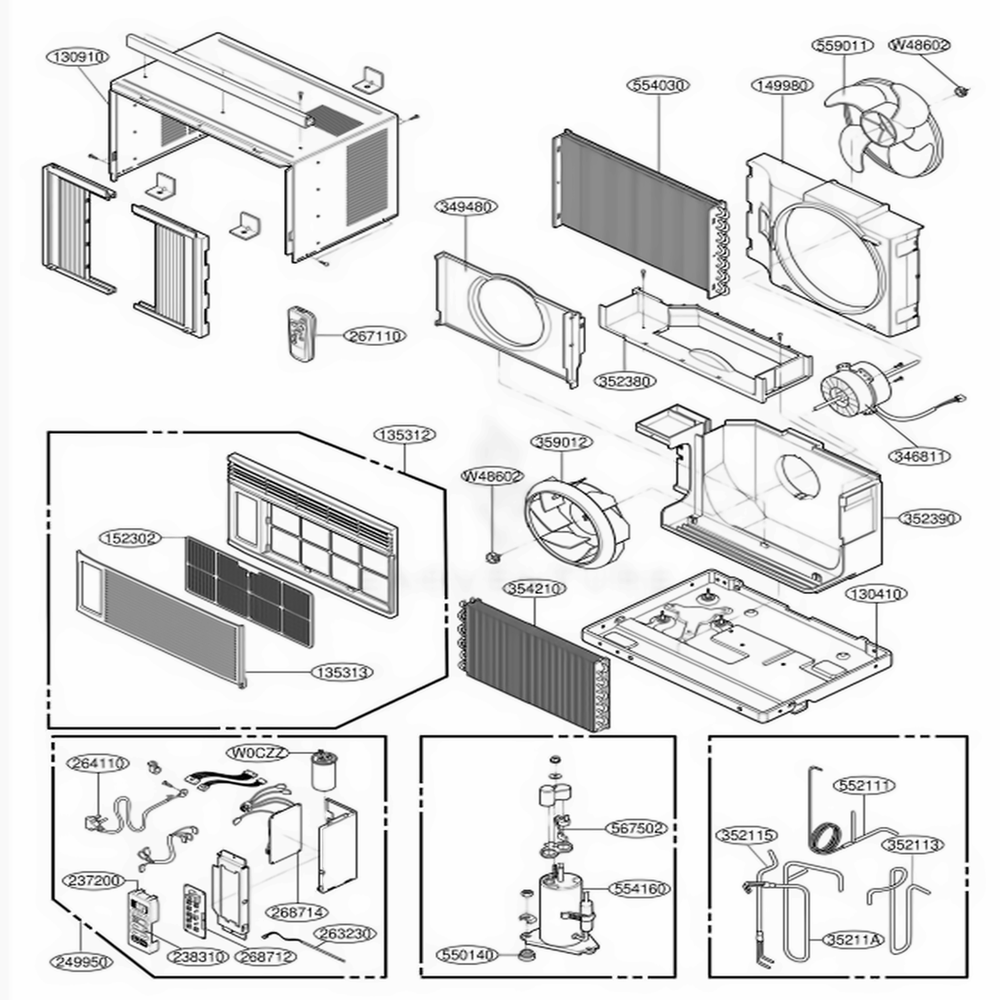 Main Diagram and Parts List for M5403R AWYCUSA LG Air Conditioner