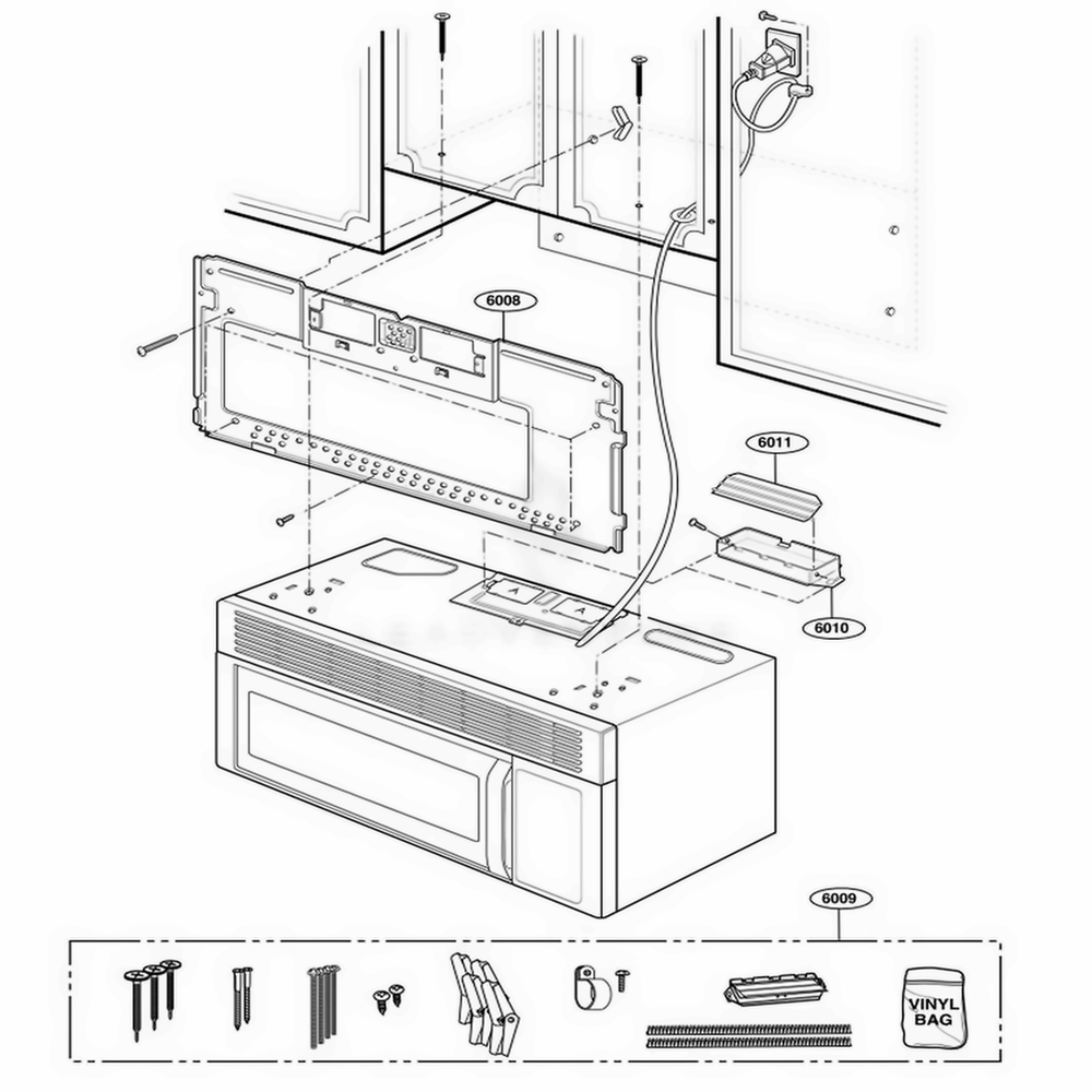 Installation Parts Diagram and Parts List for JVM1533WD AW2EGEU LG Wall Oven