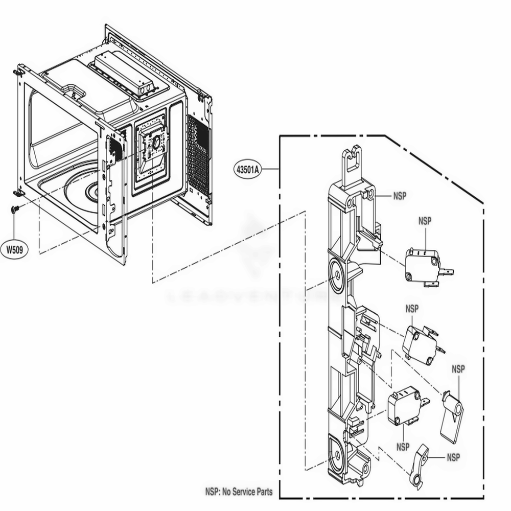 Latch Board Parts Diagram and Parts List for MH1596CIR CSSELEC LG Range