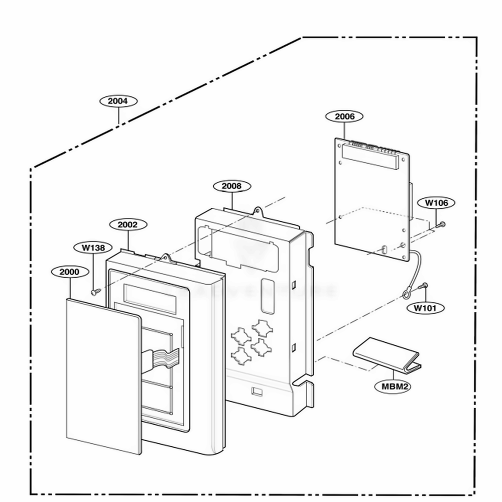 Controller Parts Diagram and Parts List for MH6150XLB ABKEWRP LG Range