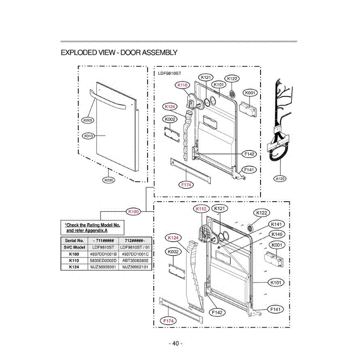 Section 3 Diagram and Parts List for LDF9810ST ASTEEUS LG Dishwasher