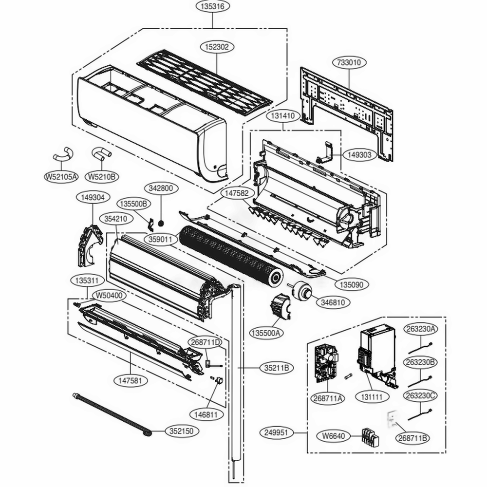 Main Diagram and Parts List for ARNU243SKA4 AMBBLUS LG Air Conditioner