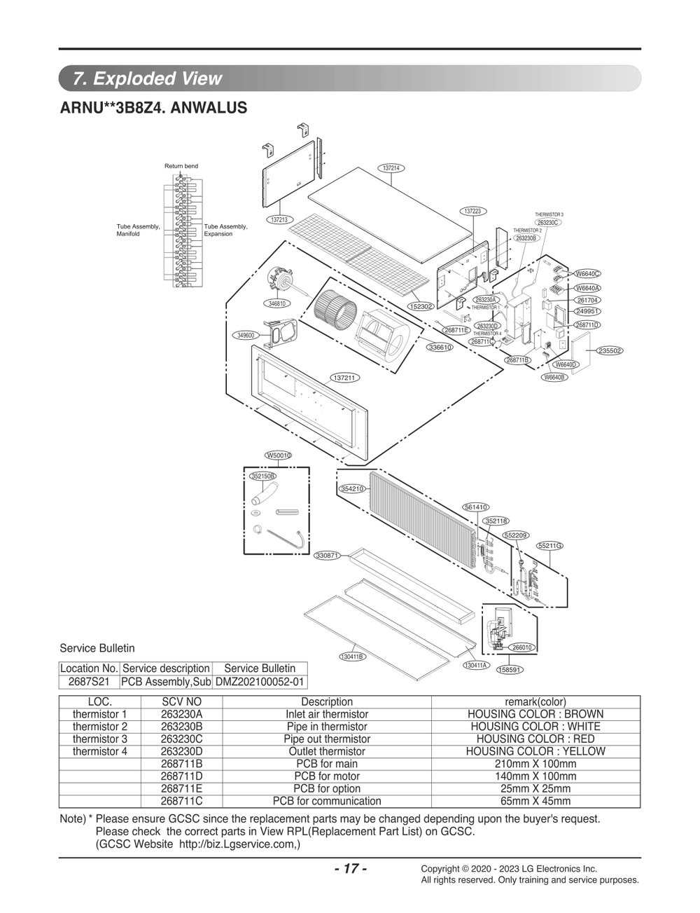 Diagram 1 Diagram and Parts List for ARNU483B8Z4 ANWALUS LG Air Conditioner