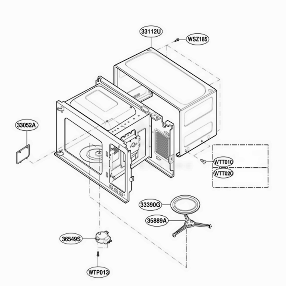 Oven Cavity Parts Diagram and Parts List for MA748B01 CB2EGSE LG Range