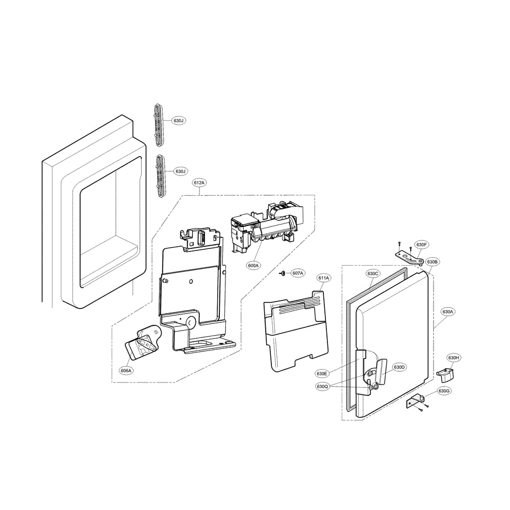 Ice Maker Parts Diagram and Parts List for LMXS28626S 00 LG Refrigerator