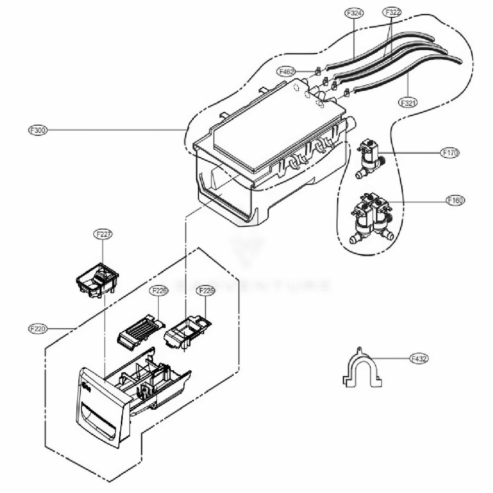 Dispenser Assembly Diagram and Parts List for WM4200HWA ABWEEUS LG Washer