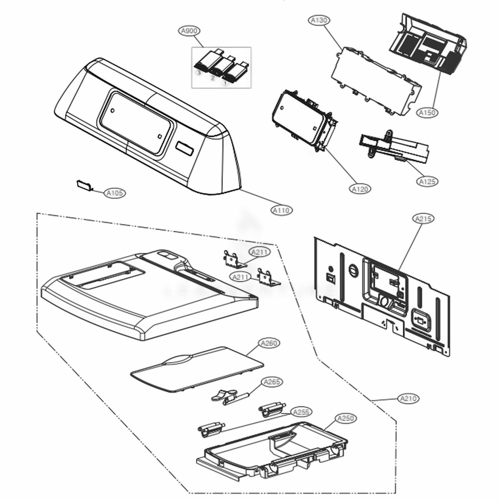 Control Panel And Plate Assembly Diagram and Parts List for DLGX6002V ASSEEUS LG Dryer