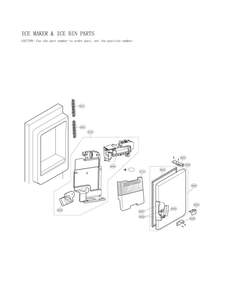 Ice Maker And Ice Bin Parts Diagram and Parts List for LFX28968SB 05 LG Refrigerator