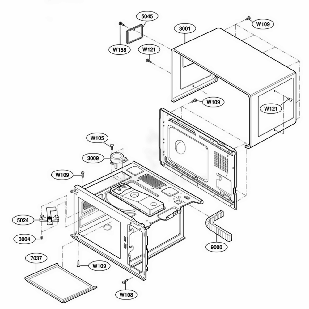 Oven Cavity Parts Diagram and Parts List for RCS511A ASTQAMA LG Range