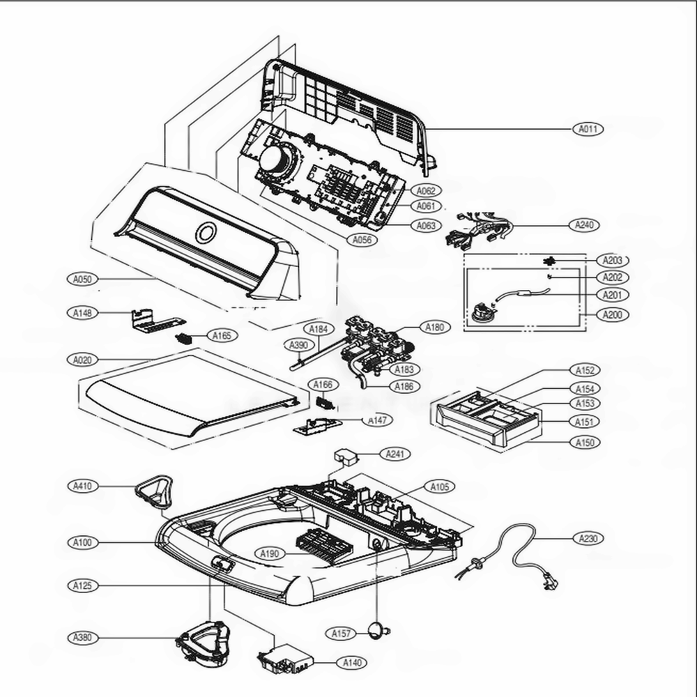 Top Cover Assembly Diagram and Parts List for 25667 ASSEECI LG Washer Dryer Combo