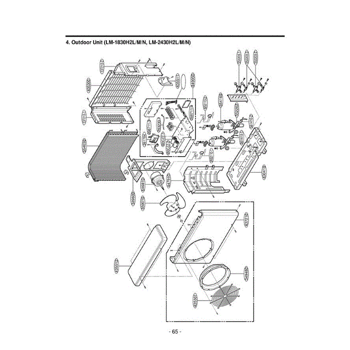 Section 1 Diagram and Parts List for LM-2430H2L AMB6EUS LG Air Conditioner