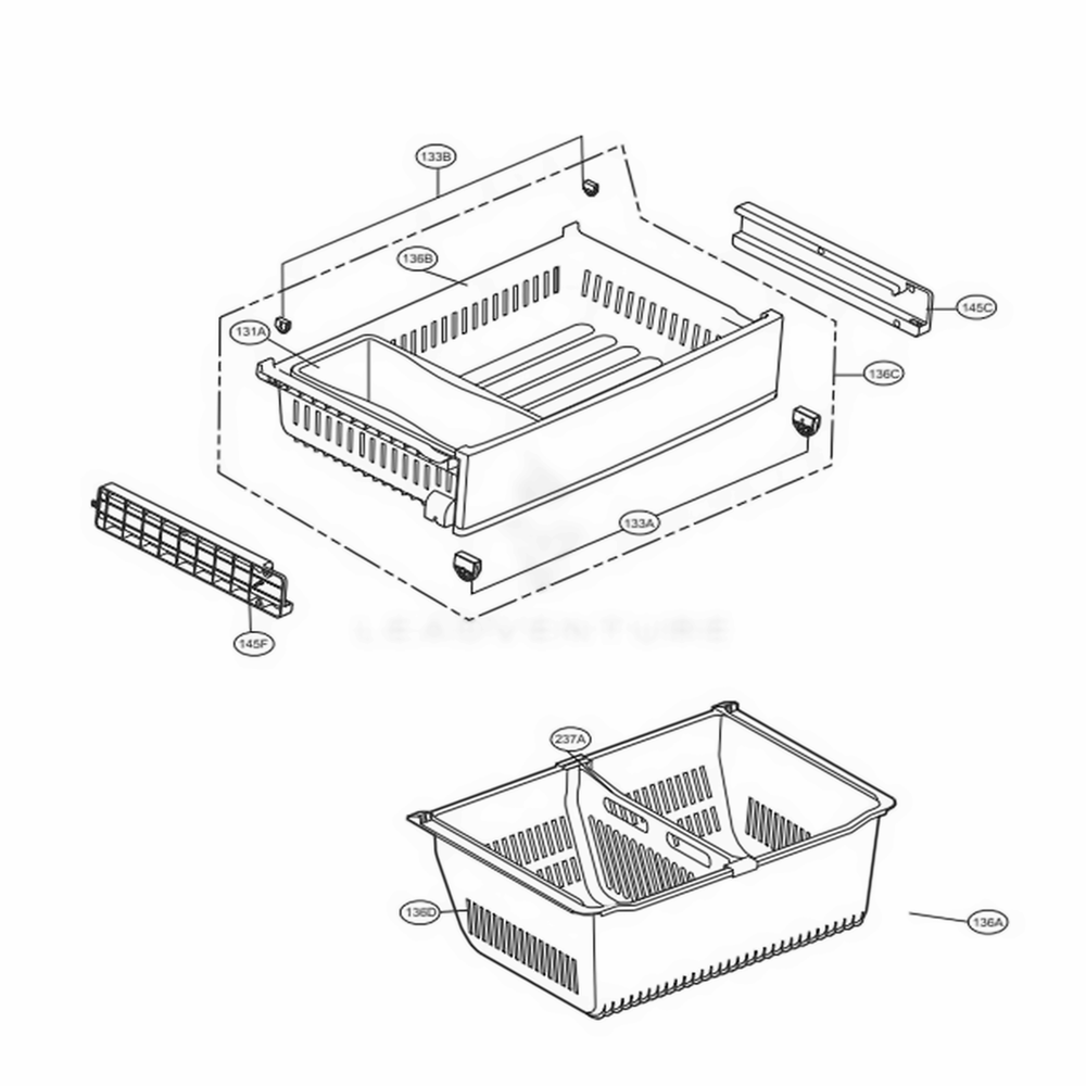 Freezer Parts Diagram and Parts List for LFXS24663S ASTCNA0 LG Refrigerator
