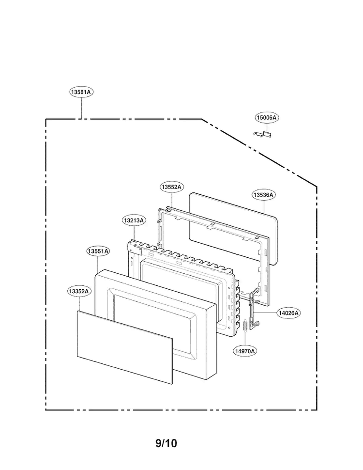 Door Parts Diagram and Parts List for LMAB1240ST01  LG Microwave