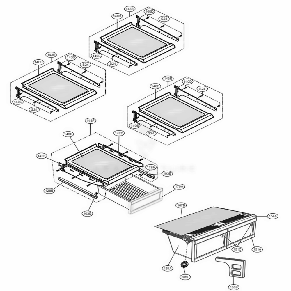Refrigerator Parts Diagram and Parts List for LFX23961ST AST2LGA LG Refrigerator
