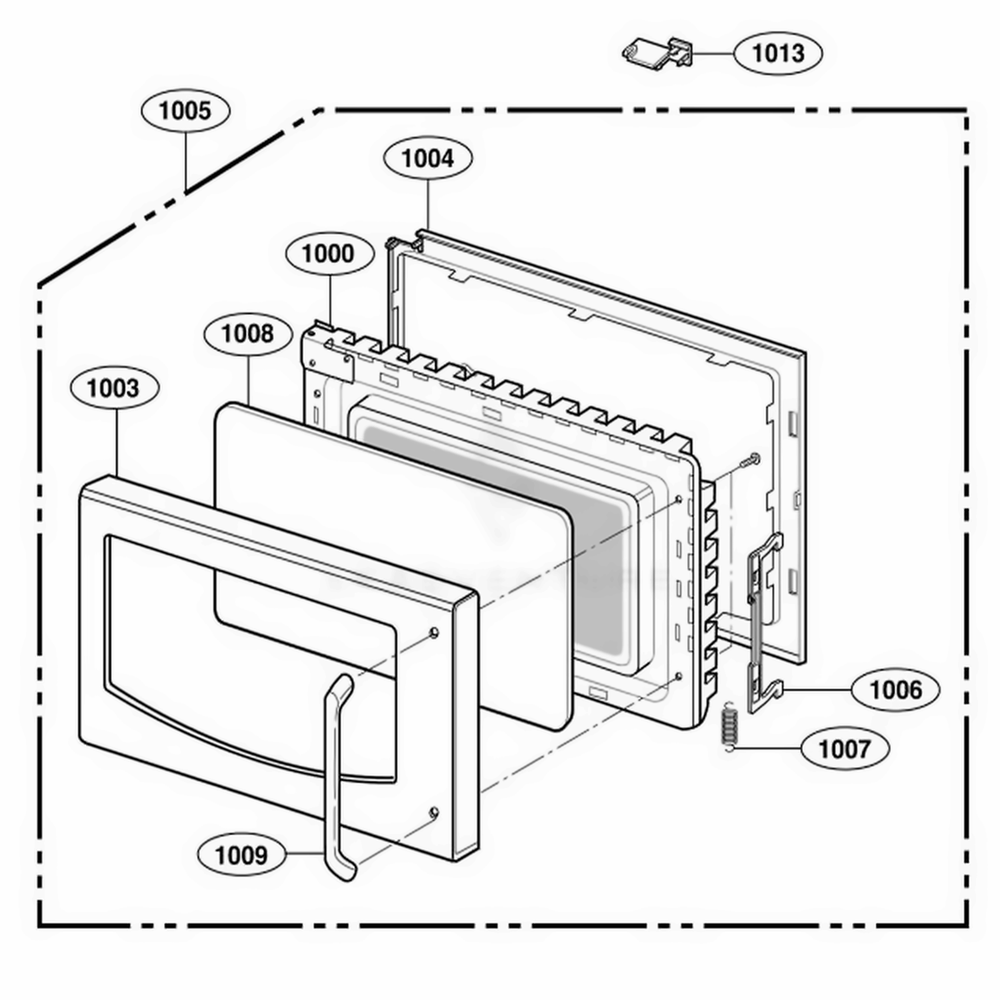Door Parts Diagram and Parts List for AMC7159TAB AB2EAMA LG Wall Oven