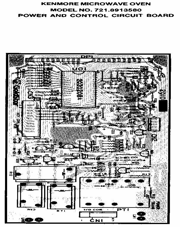 Power And Control Circuit Board Diagram and Parts List for 7218913580  Kenmore Microwave